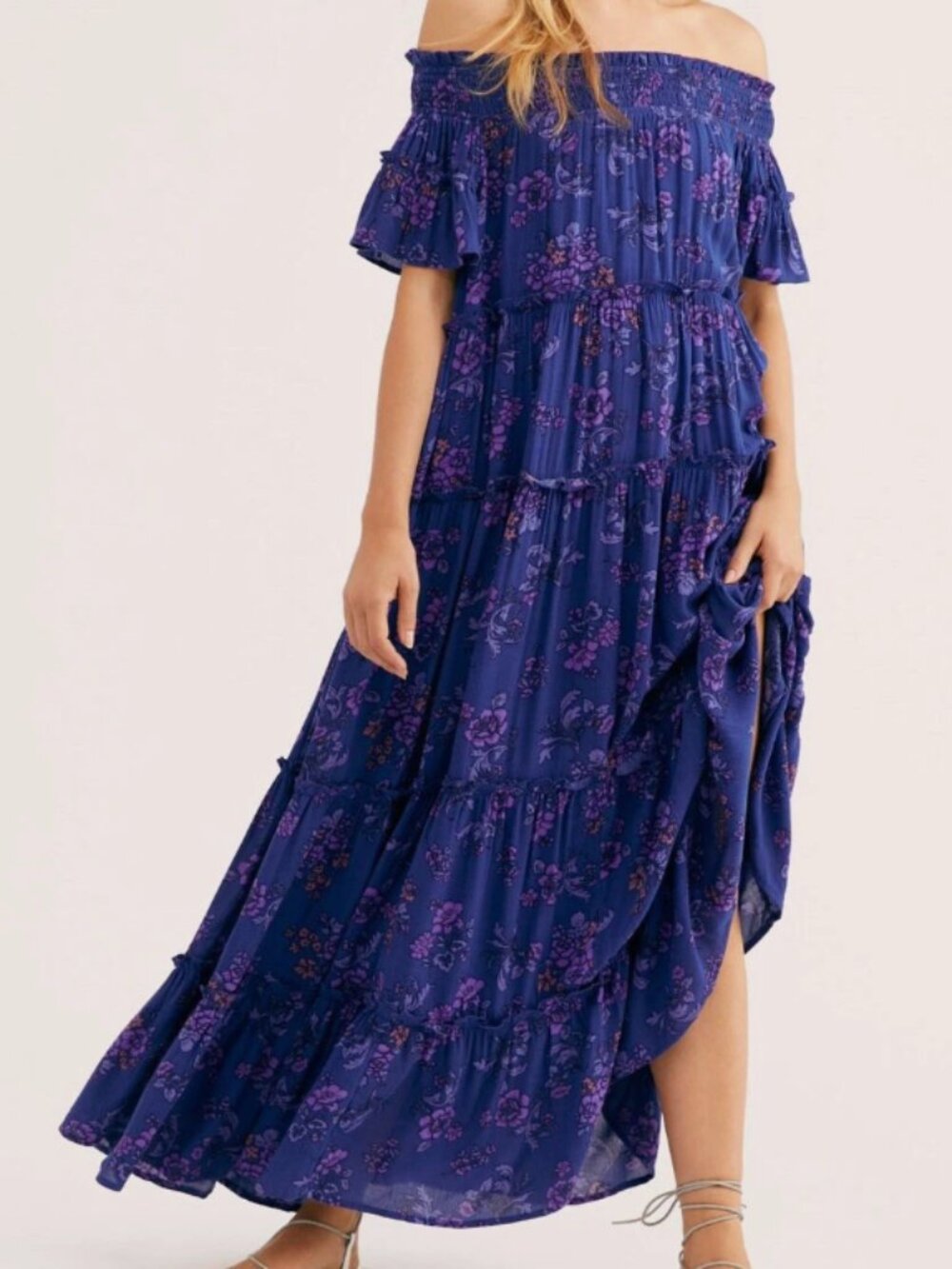 Free People Barclay Maxi Dress – Size Small (Indigo Combo)